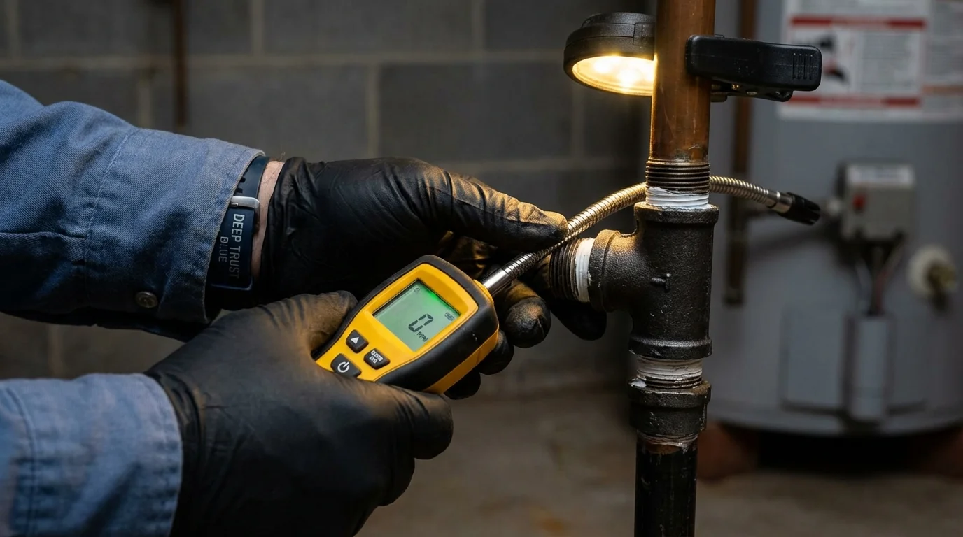 Gas leak detection with electronic sniffer by Johns Plumbing LLC in Ashville