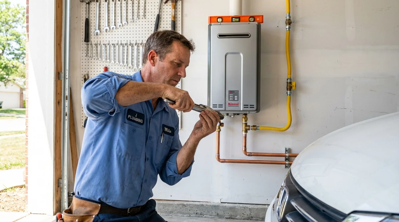 Tankless water heater installation by a Johns Plumbing LLC plumber in Ashville